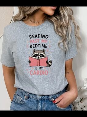 Gray Raccoon Graphic Tee — Pink Book Design